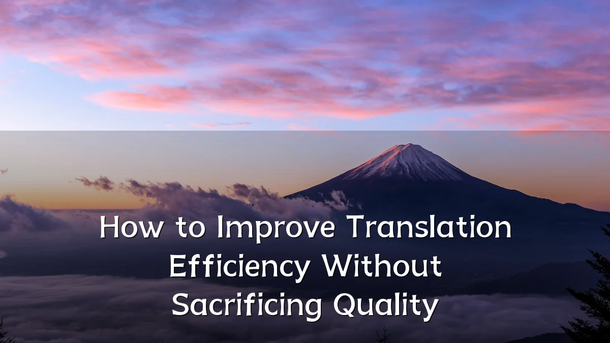 How to Improve Translation Efficiency Without Sacrificing Quality