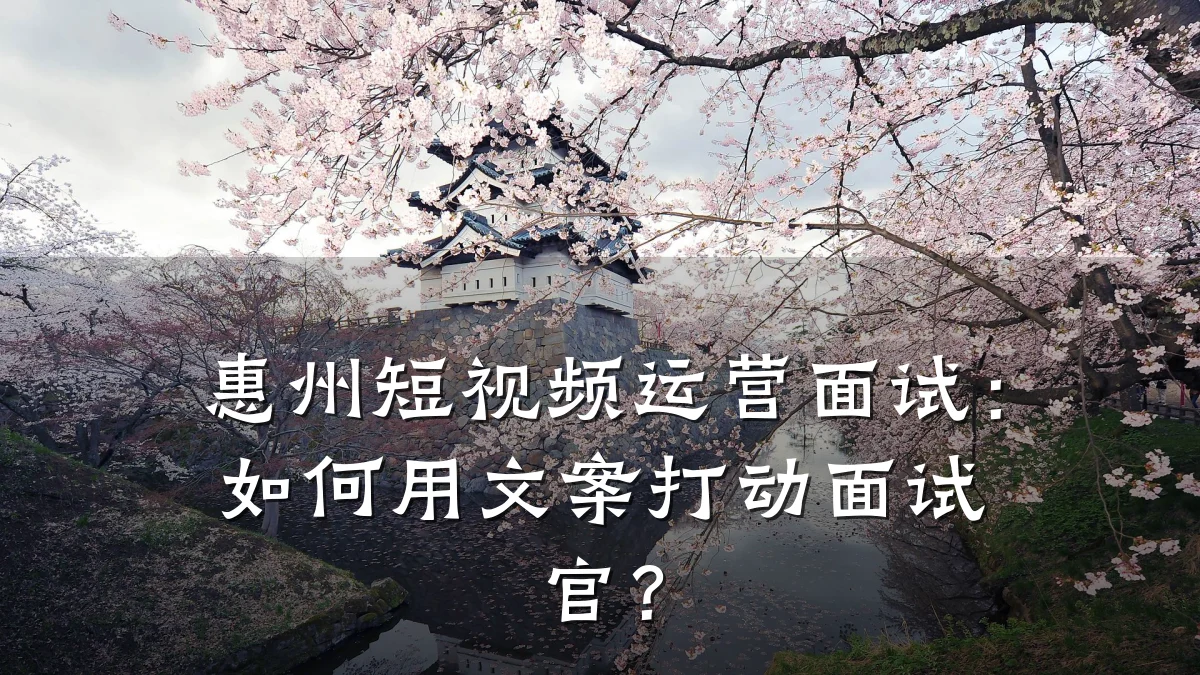 惠州短视频运营面试:如何用文案打动面试官?