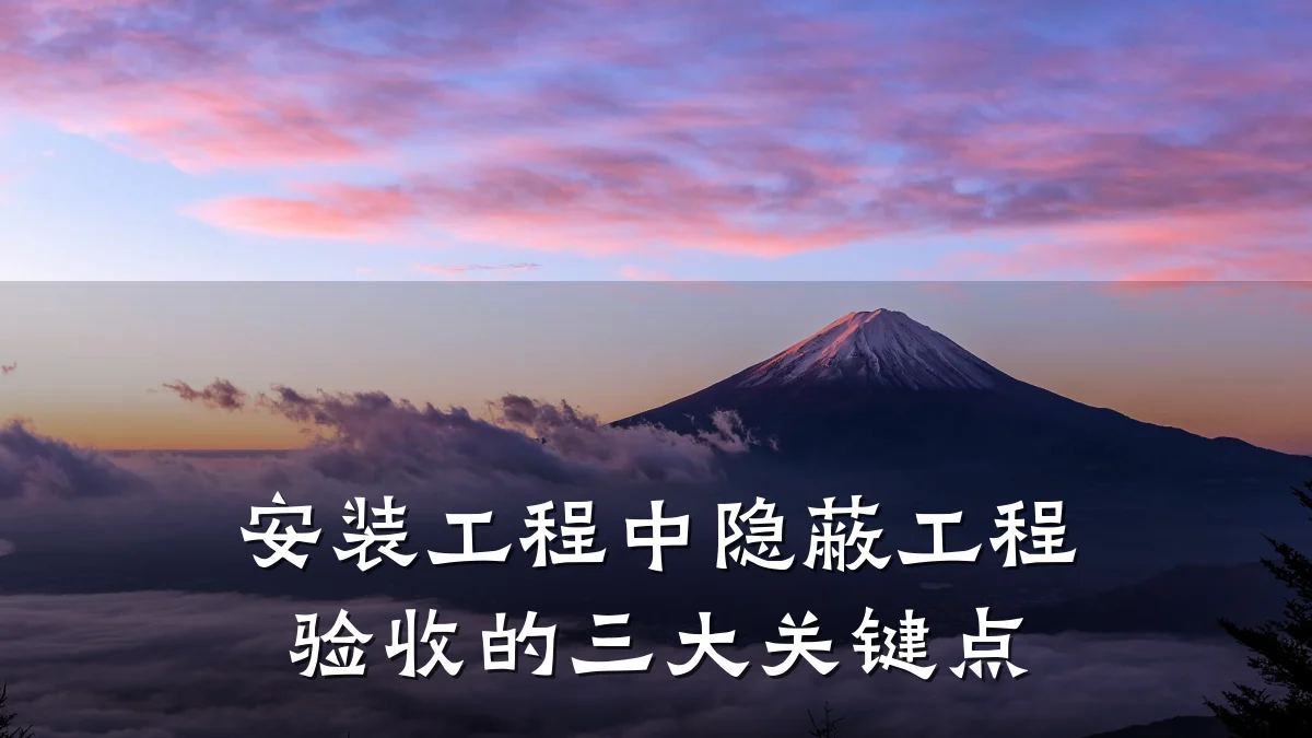 安装工程中隐蔽工程验收的三大关键点