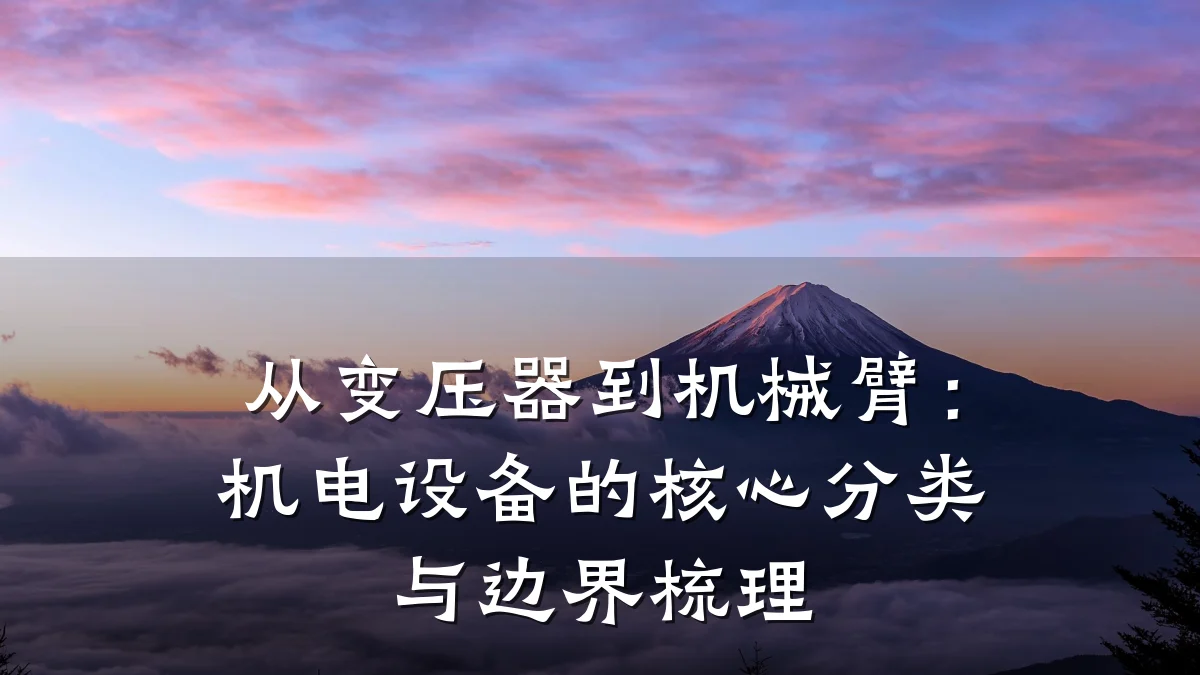 从变压器到机械臂：机电设备的核心分类与边界梳理