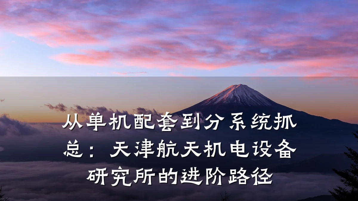 从单机配套到分系统抓总:天津航天机电设备研究所的进阶路径