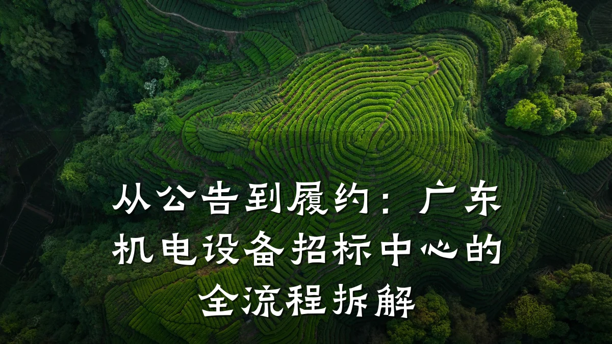从公告到履约：广东机电设备招标中心的全流程拆解