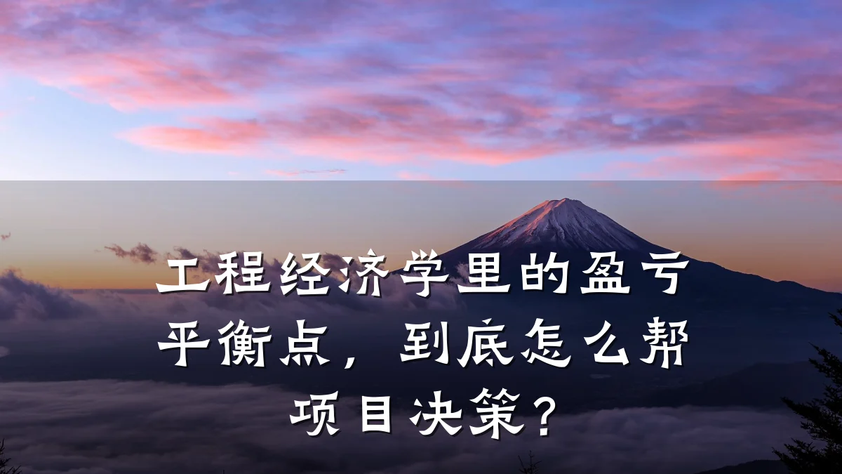 工程经济学里的盈亏平衡点，到底怎么帮项目决策？