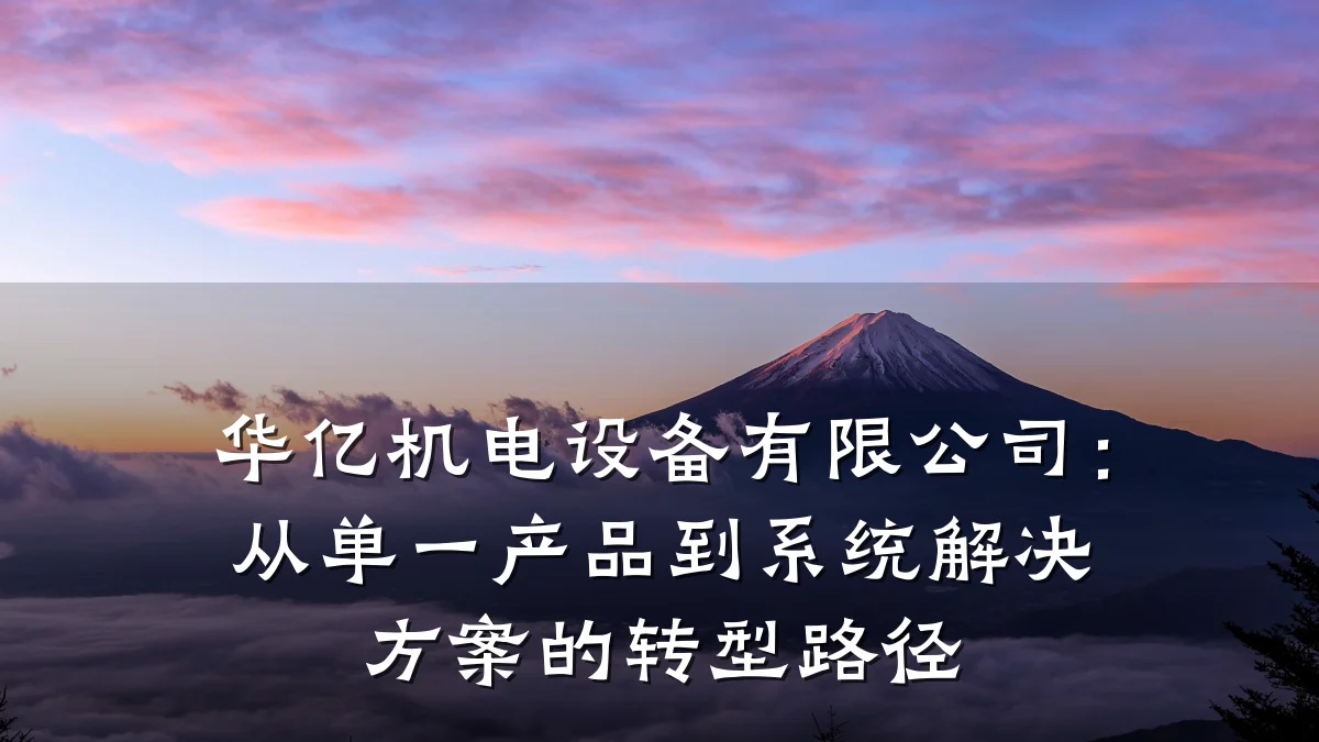 华亿机电设备有限公司：从单一产品到系统解决方案的转型路径