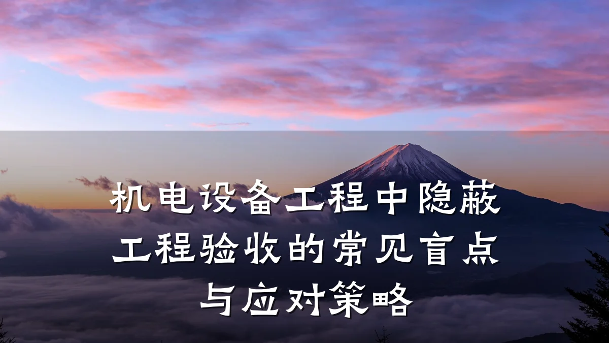 机电设备工程中隐蔽工程验收的常见盲点与应对策略