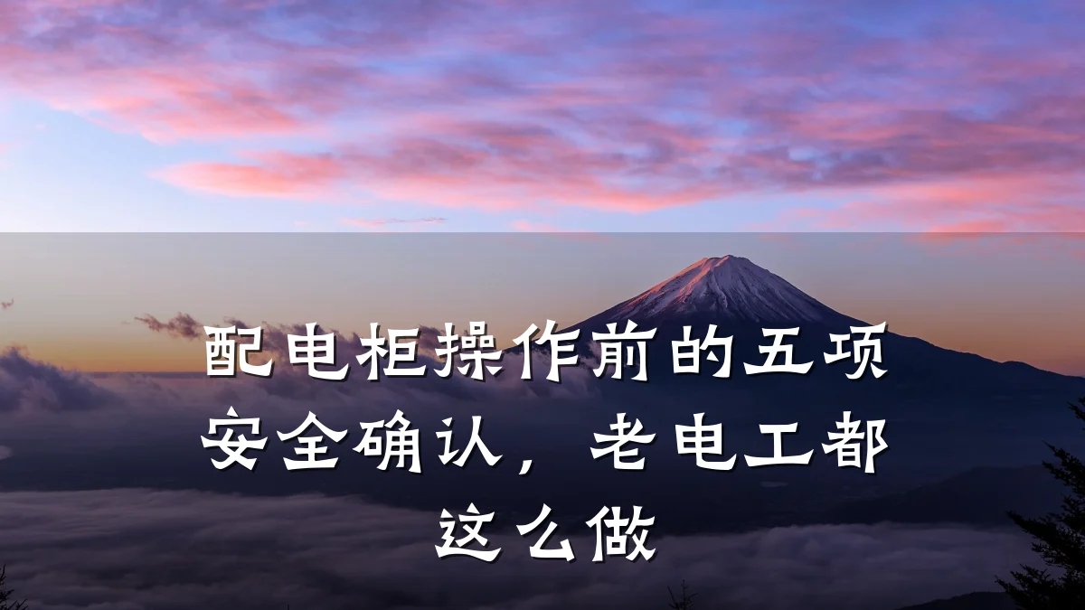 配电柜操作前的五项安全确认，老电工都这么做