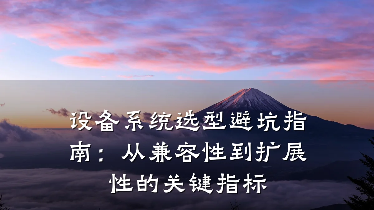 设备系统选型避坑指南：从兼容性到扩展性的关键指标