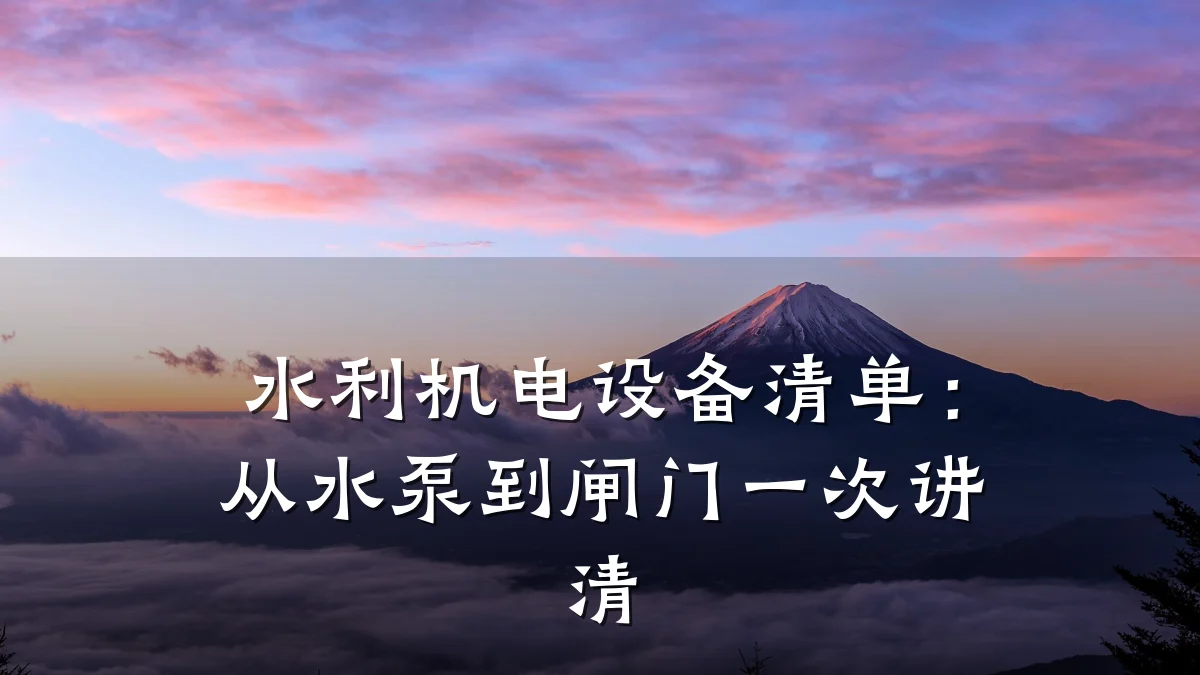 水利机电设备清单：从水泵到闸门一次讲清