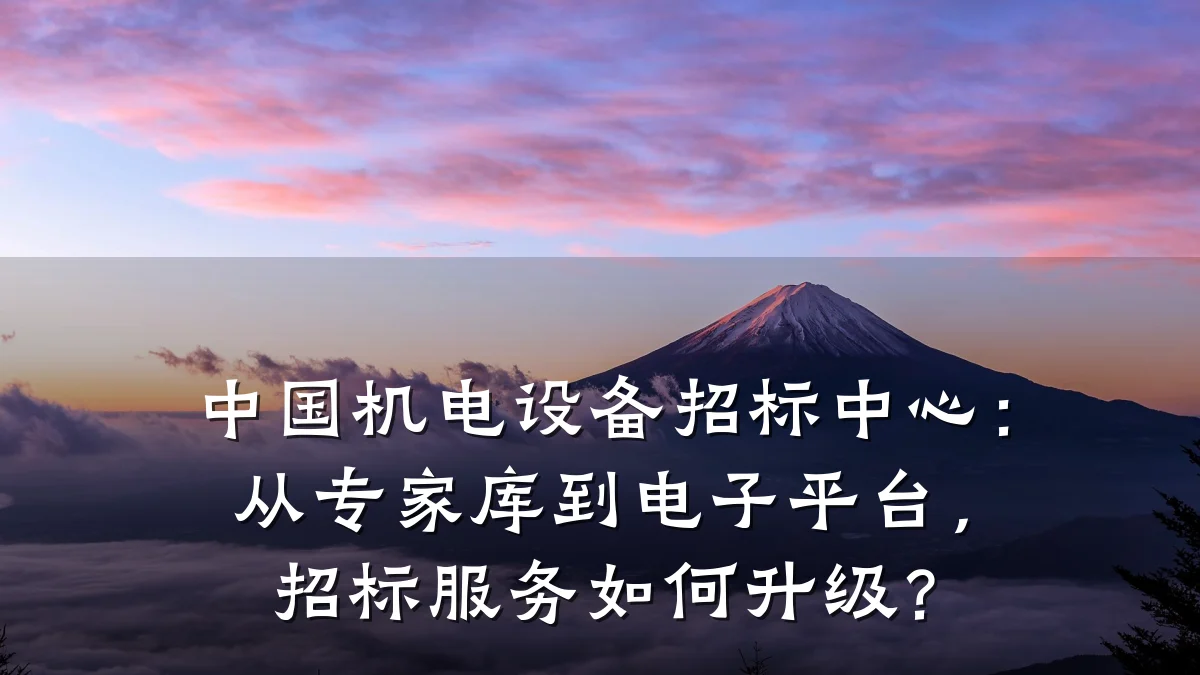 中国机电设备招标中心：从专家库到电子平台，招标服务如何升级？