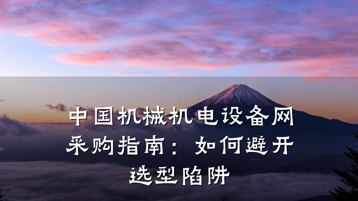 中国机械机电设备网采购指南：如何避开选型陷阱