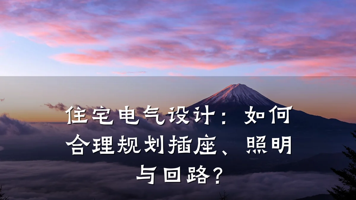 住宅电气设计:如何合理规划插座、照明与回路?