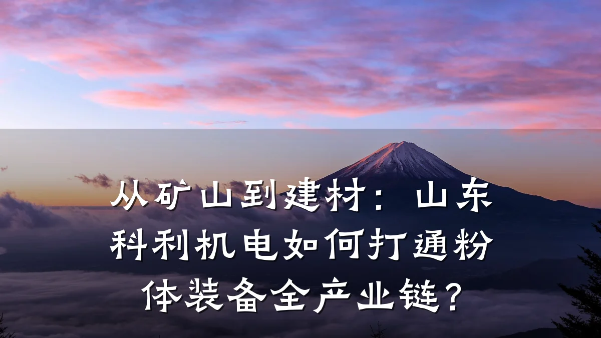 从矿山到建材：山东科利机电如何打通粉体装备全产业链？