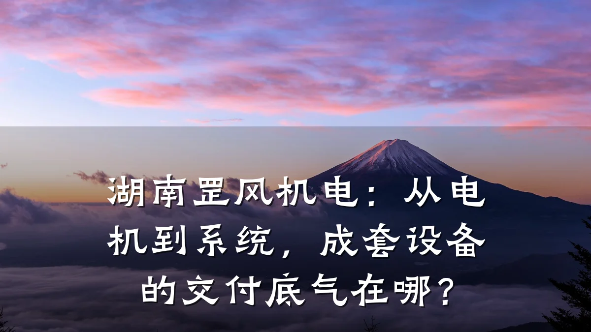 湖南罡风机电：从电机到系统，成套设备的交付底气在哪？