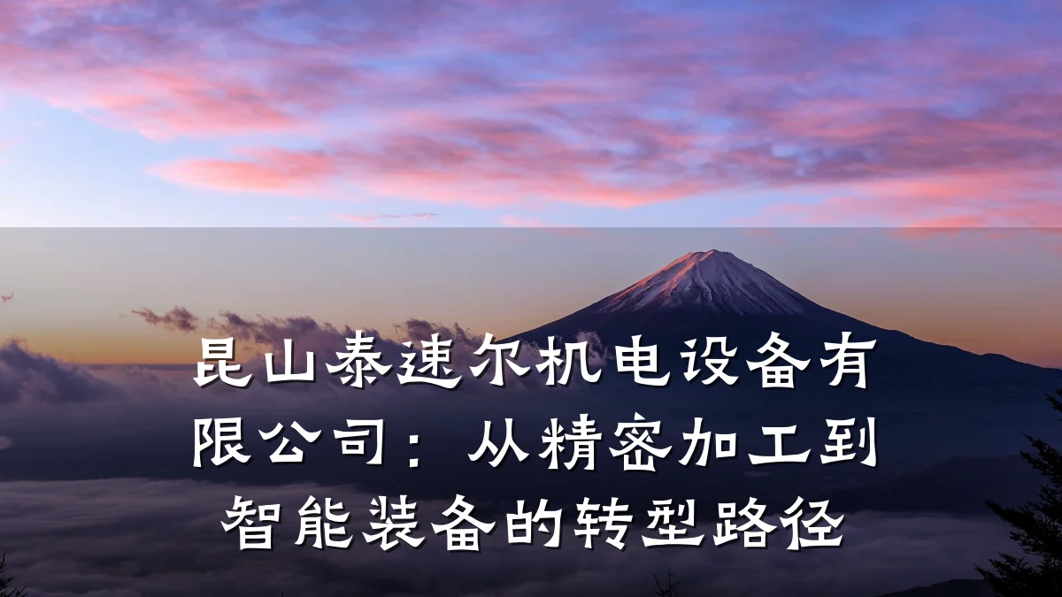 昆山泰速尔机电设备有限公司：从精密加工到智能装备的转型路径