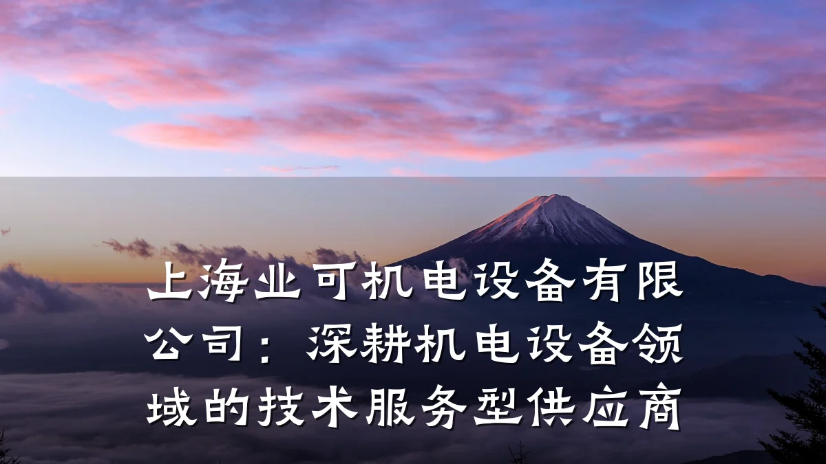 上海业可机电设备有限公司：深耕机电设备领域的技术服务型供应商