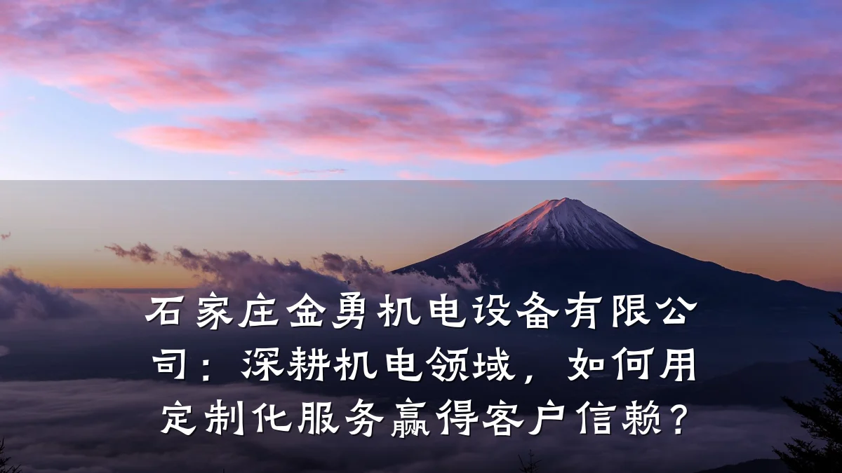 石家庄金勇机电设备有限公司：深耕机电领域，如何用定制化服务赢得客户信赖？