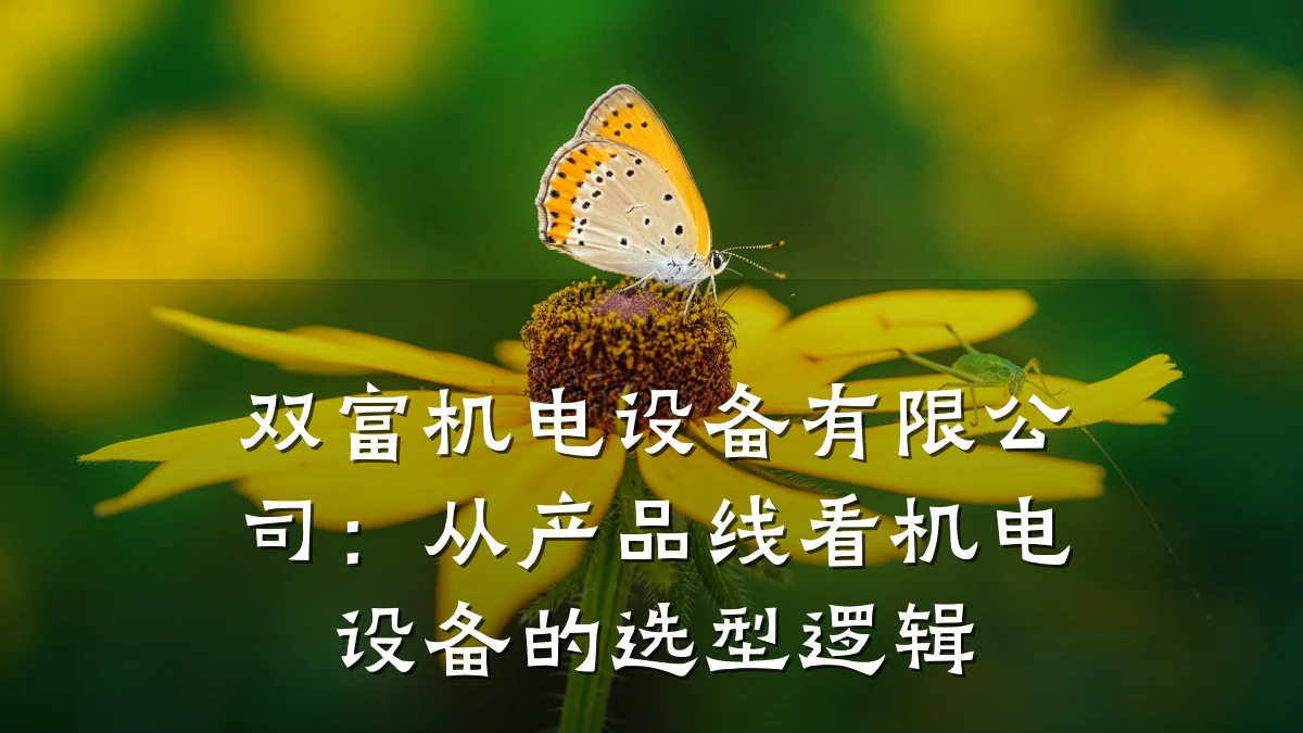 双富机电设备有限公司：从产品线看机电设备的选型逻辑