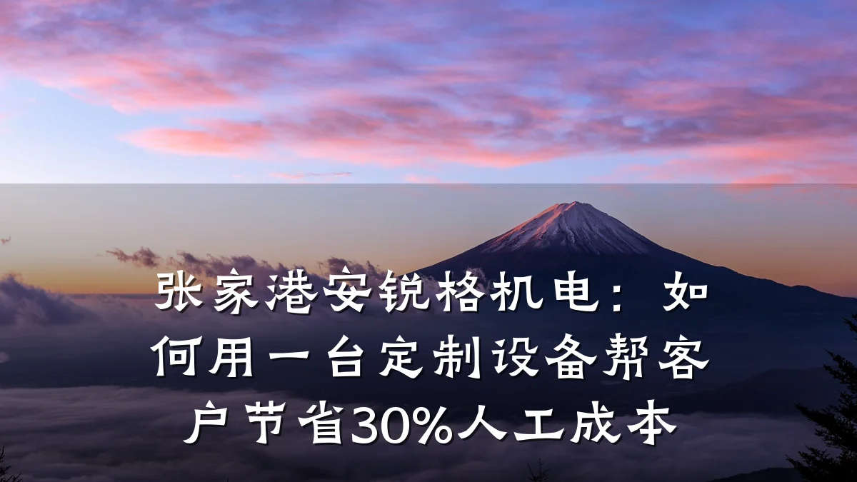 张家港安锐格机电:如何用一台定制设备帮客户节省30%人工成本